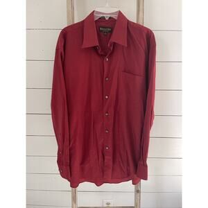 Red Plaid Roberto Villini Button Down Shirt 100% Cotton Size 17 34/35